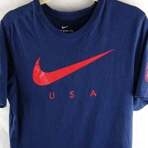 Nike Men's Graphic T-Shirt USA Medium Blue Dri-Fit